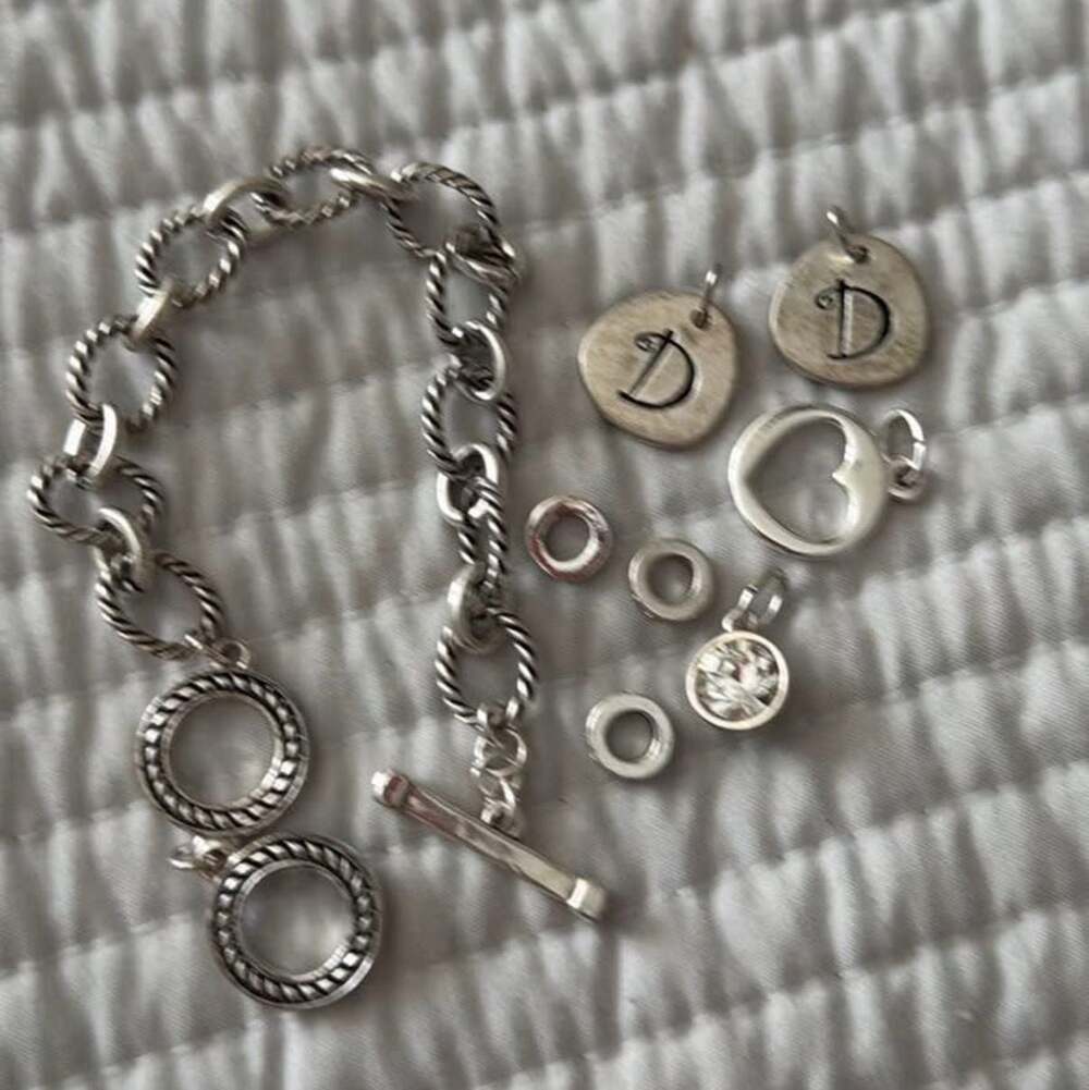 Premier Designs Silver Tone Chunky Chain Link Interchangeable Toggle Bracelet wi